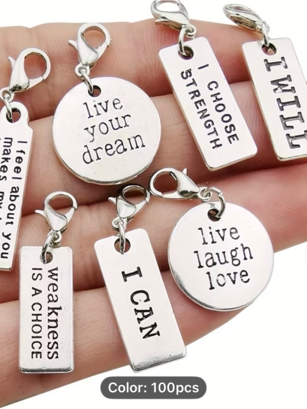 Inspirational Silver Charm Lot - Motivational Tag Charms #262